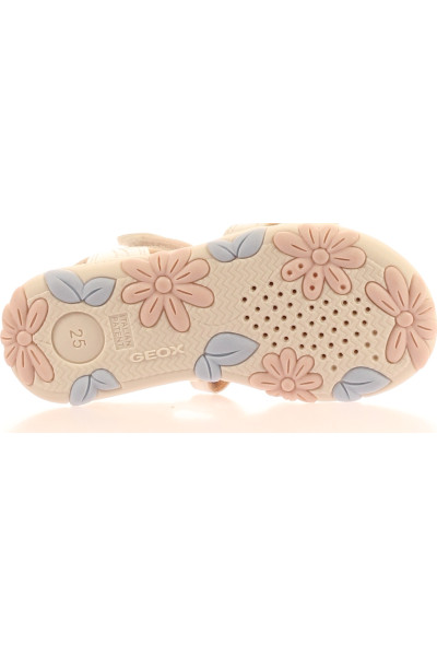 Dívčí Koženkové Sandálky GEOX s Květinovým Designem a Suchým Zipem