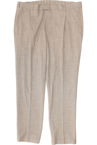 Moderní Slim Fit Pánské Oblekové Kalhoty Béžové Se Změkčeným Vzhledem