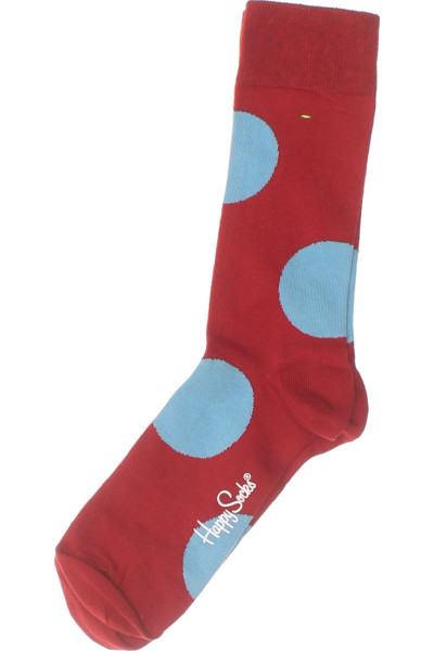 Veselé Červené Kotníkové Ponožky S Modrými Kruhy Happy Socks
