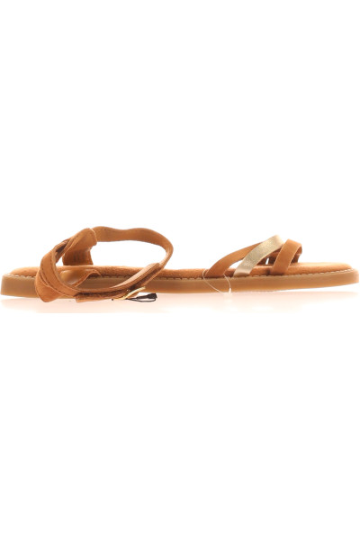 Kožené letní sandálky Tamaris v hnědé barvě s pásky a nízkým podpatkem