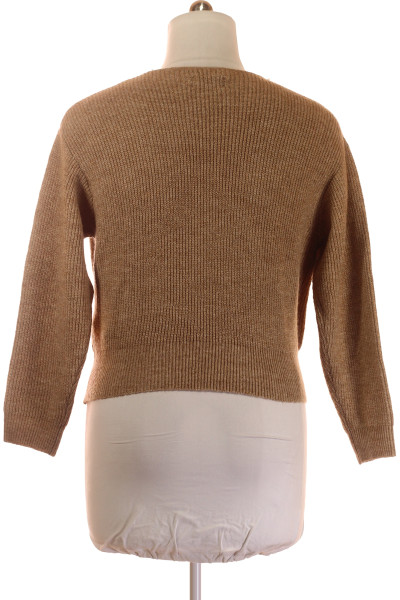 Dámský překřížený pulovr v kaštanové barvě s V-výstřihem, na podzim