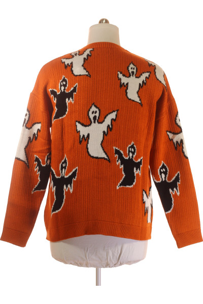 Pánský vzorovaný svetr s duchy ASOS, akryl, oranžový, pro volný čas