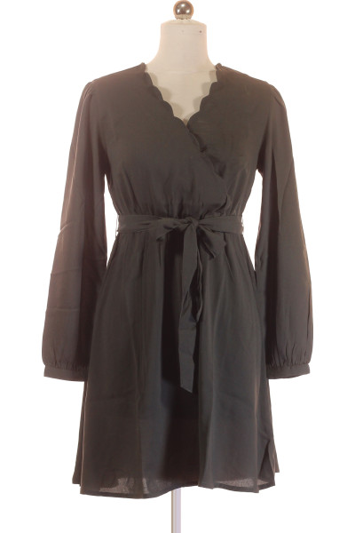 Letní šaty S Volánky A Vázáním V Pase, černé, Polyesterové