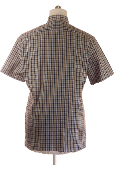 OLYMP Luxusní Bavlněná Košile s Károvaným Vzorem, Letní Střih