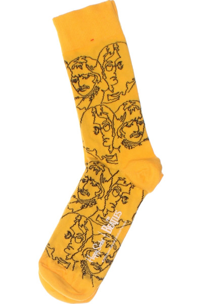 Pánské Vzorované Kotníkové Ponožky Happy Socks žluté S Potiskem