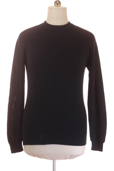 SONDAG & SONS Pánský žebrovaný pulovr z bavlny a viskózy černý
