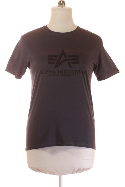 Alpha Industries Pánské Bavlněné Tričko S Logem, šedé, Na Léto