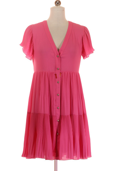 Růžové Lehké Košilové šaty S Plisy A Krátkým Rukávem LIU JO