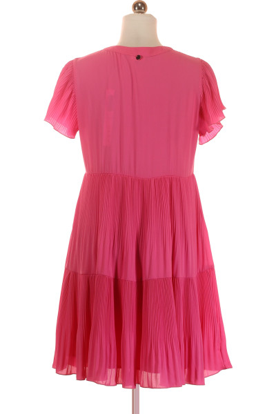 Růžové lehké košilové šaty s plisy a krátkým rukávem LIU JO