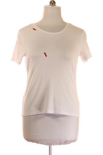 Montego Bavlněné Jednoduché Tričko Bílé S Krátkým Rukávem Pro Volný Čas