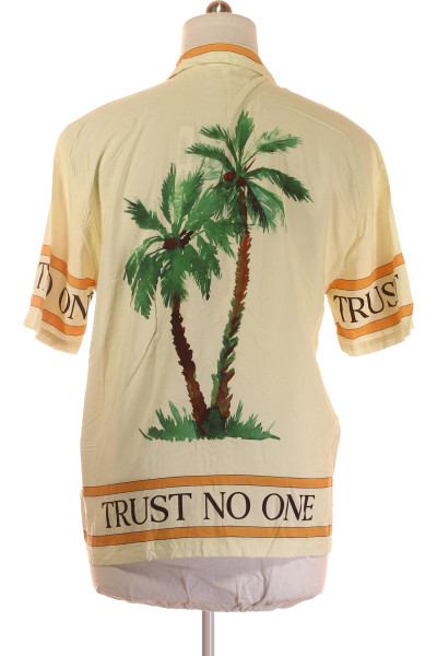 Pánská viskózová košile REVIEW s tropickým vzorem a textem