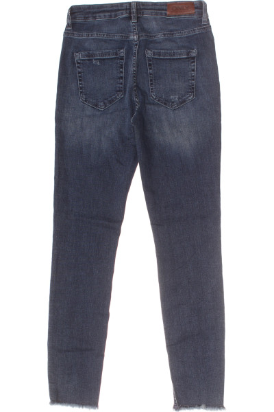 Skinny džíny ONLY modré s elastánem a trendy neobrobeným lemem