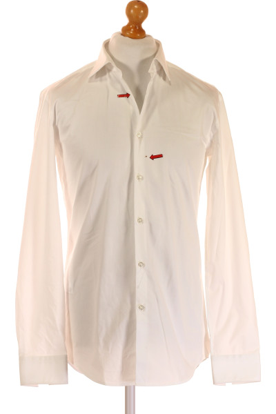Hugo Boss Elegantní Bílá Pánská Košile Na Knoflíky, 100% Bavlna