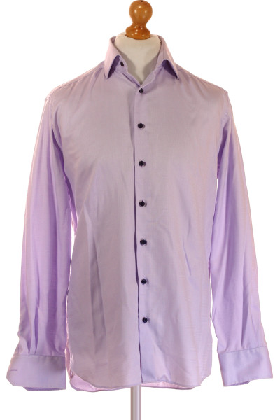 Bavlněná Pánská Košile ETERNA Levandulová Slim Fit Vzorovaná