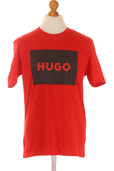 Hugo Boss Pánské Tričko Urban S Logem, Červené, 100% Bavlna