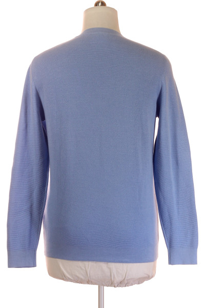 Bavlněný pánský svetr Jake*s modrý ve vaflovém vzoru slim fit