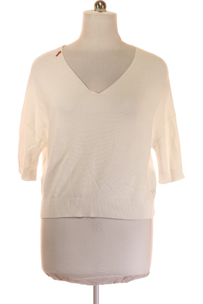 Pletený svetr Marc O´Polo bílá, kožešinový efekt, volný střih