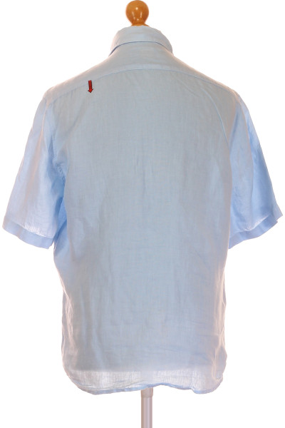 Pánská Košile Jednobarevná Lněná Modrá Hugo Boss Vel. M