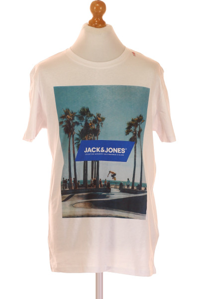 Pánské bavlněné tričko JACK & JONES s potiskem palmy pro volný čas