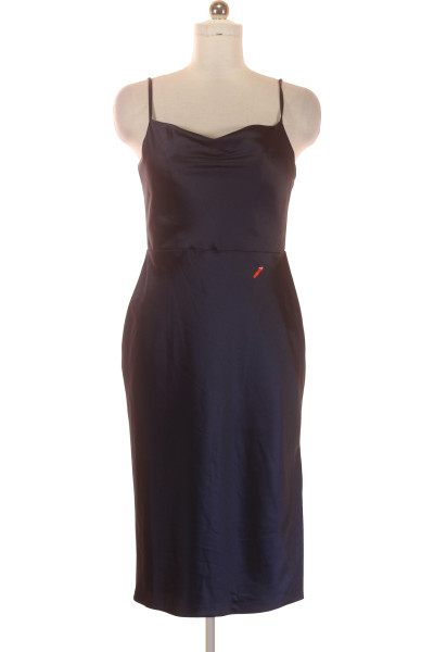 Elegantní Saténové Společenské šaty Laona S Ramínky, Tmavě Modré