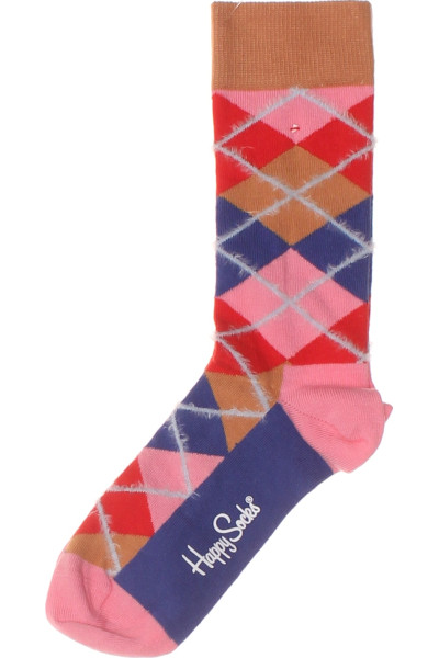 Veselé Pletené Kotníkové Ponožky Happy Socks S Vzorem Argyle