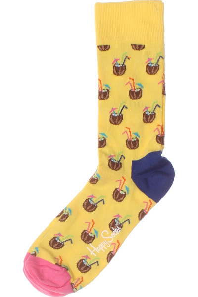 Happy Socks Ponožky S Vzorem Koktejlů, Žluté Módní, Letní Styl