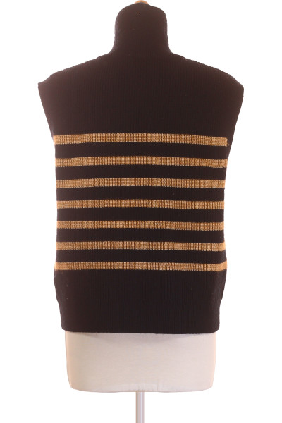 Krátká pruhovaná vesta s vysokým límcem OPUS, černo-zlatá, zimní