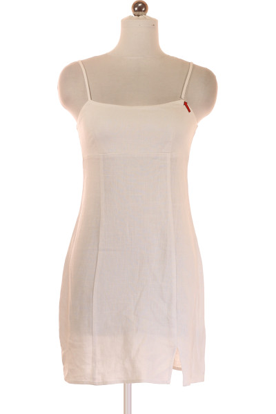 Letní Lněně-viskózové šaty REVIEW Bílé S Jemnou Texturou
