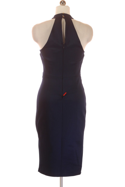Pouzdrové šaty Lipsy s halter krkem a kříženým designem, elegantní tmavomodrá