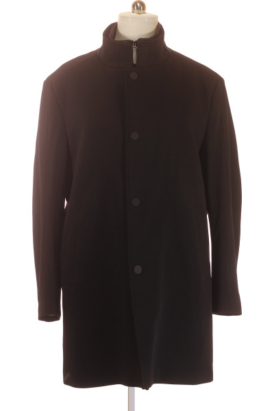 MC NEAL Pánský dlouhý elegantní kabát černý s klopou