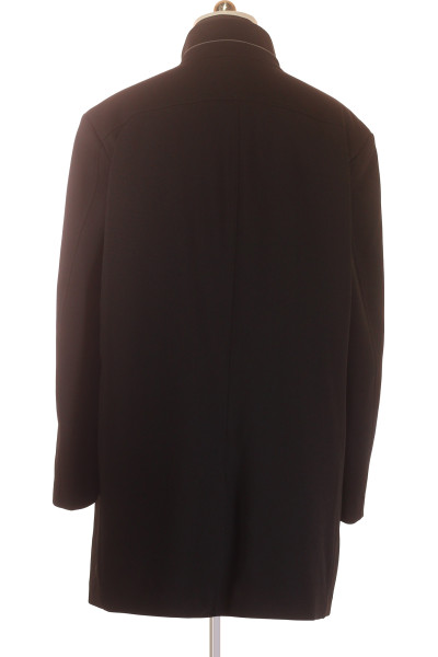 MC NEAL Pánský dlouhý elegantní kabát černý s klopou