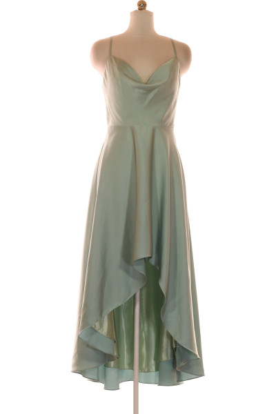 Asymetrické Společenské šaty Laona S Volánem, Pastelově Zelené