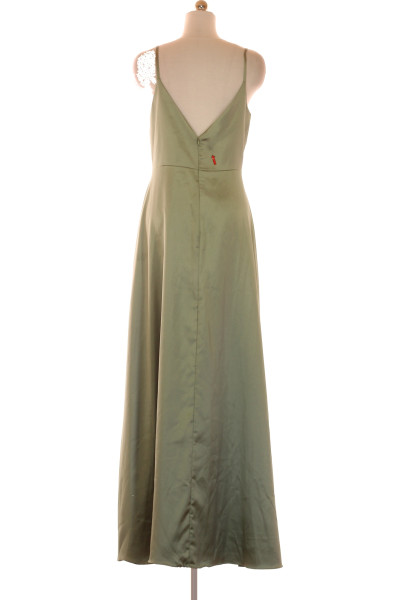 Dlouhé večerní šaty Laona s rozparkem, elegantní olivové, polyester