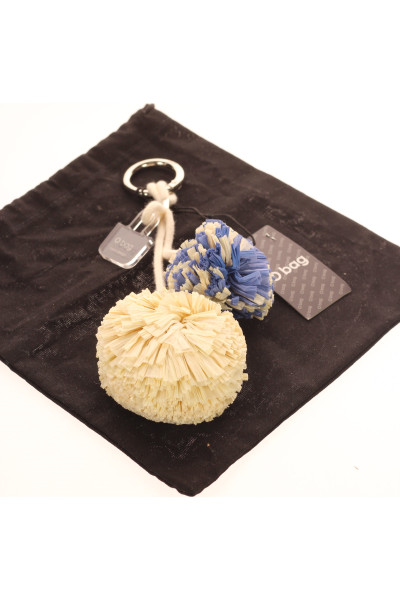 O Bag Originální Klíčenka Pompom - Modrožlutá, Trendy Šumivý Design