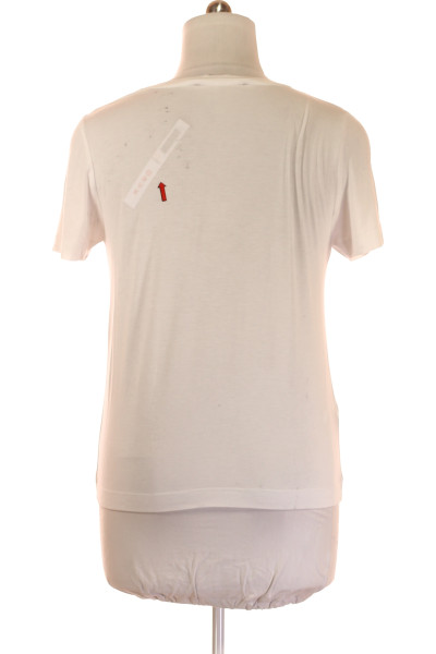 MANGO Viskózové Basic Dámské tričko Výstřih do V Bílé Casual