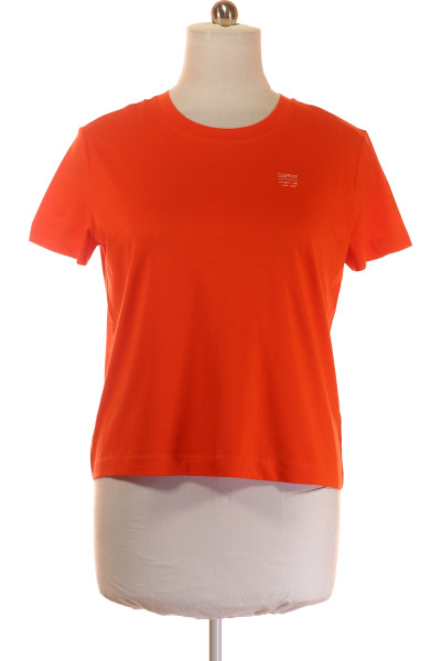 Esprit Bavlněné Casual Tričko Jednoduchý Střih Oranžové Pro Volný Čas