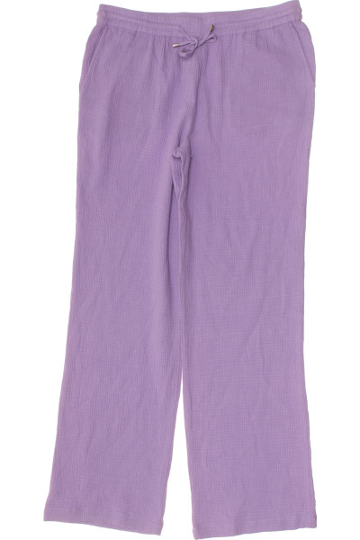 Lehké fialové letní bavlněné kalhoty Christian Berg s texturou