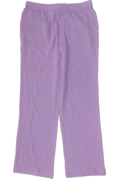 Lehké fialové letní bavlněné kalhoty Christian Berg s texturou