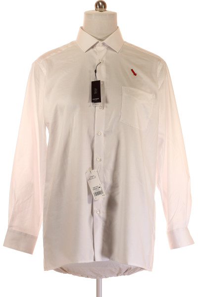 OLYMP Luxusní Bílá Pánská Košile, Bavlněné Slim Fit, Kancelář