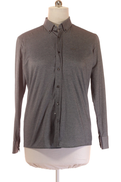 Elegantní šedá Košile Hugo Boss S Jemným Vzorem, Bavlna/Polyester