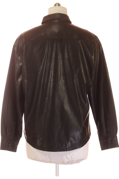 Krátký pánský koženkový kabát REVIEW černý, jarní střih