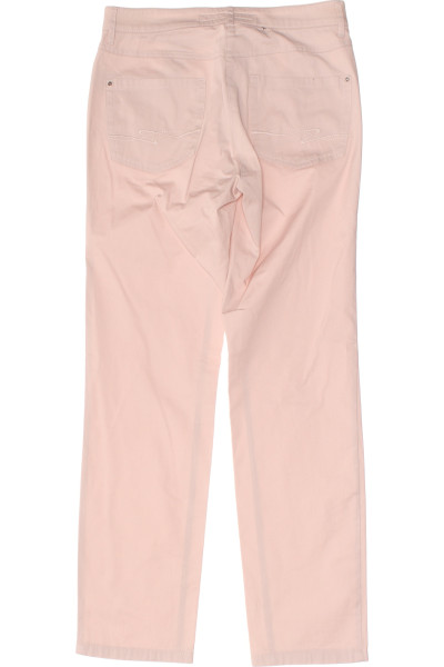 Rovné Bavlněné Kalhoty ZERRES s Elastanem, Pohodlný Střih, Světle Růžová