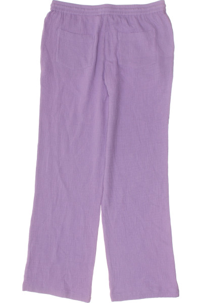 Letní lněné lehké kalhoty Christian Berg fialové volné