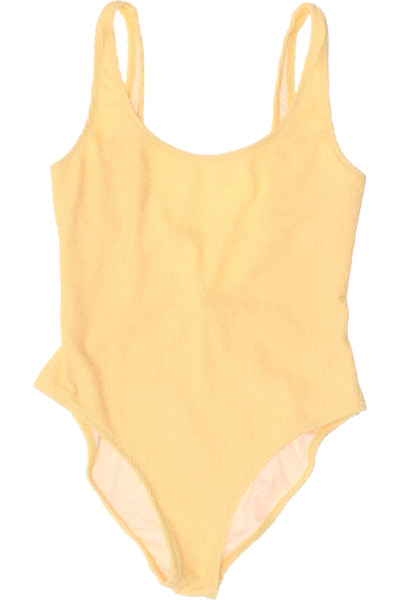 Jednodílné žluté Plavky V žebrovaném Designu Pro Dámy TrendyStyl