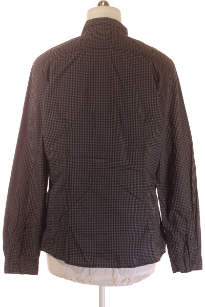 Esprit Pánská vzorovaná košile Slim Fit černobílá karovaná Bavlněná