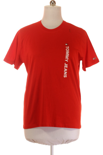 Tommy Hilfiger Trendové Červené Tričko S Logem, Bavlněné, Pánské