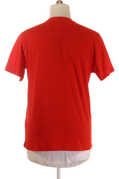 Tommy Hilfiger Trendové Červené Tričko s Logem, Bavlněné, Pánské