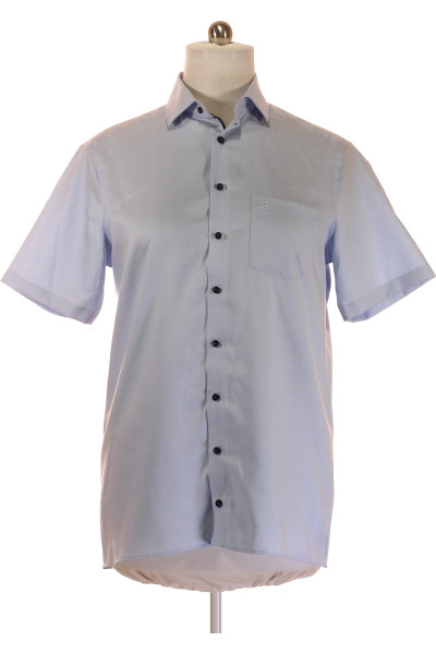 Pánská Košile S Krátkým Rukávem OLYMP 100% Bavlna Světle Modrá
