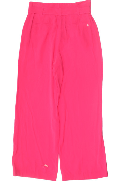Růžové rovné dámské kalhoty COMMA s puky, volný střih