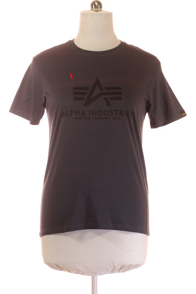 Alpha Industries Stylové Černé Tričko S Potiskem, 100% Bavlna